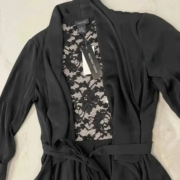 Spense NWT Black Lace 3/4 Sleeves Open Blouse Cardigan w/Front Tie Women’s Small - Picture 3 of 8